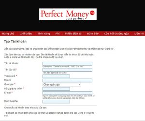 Mở tài khoản Perfect Money từ Việt Nam