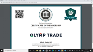 olymp trade financial commision certificate